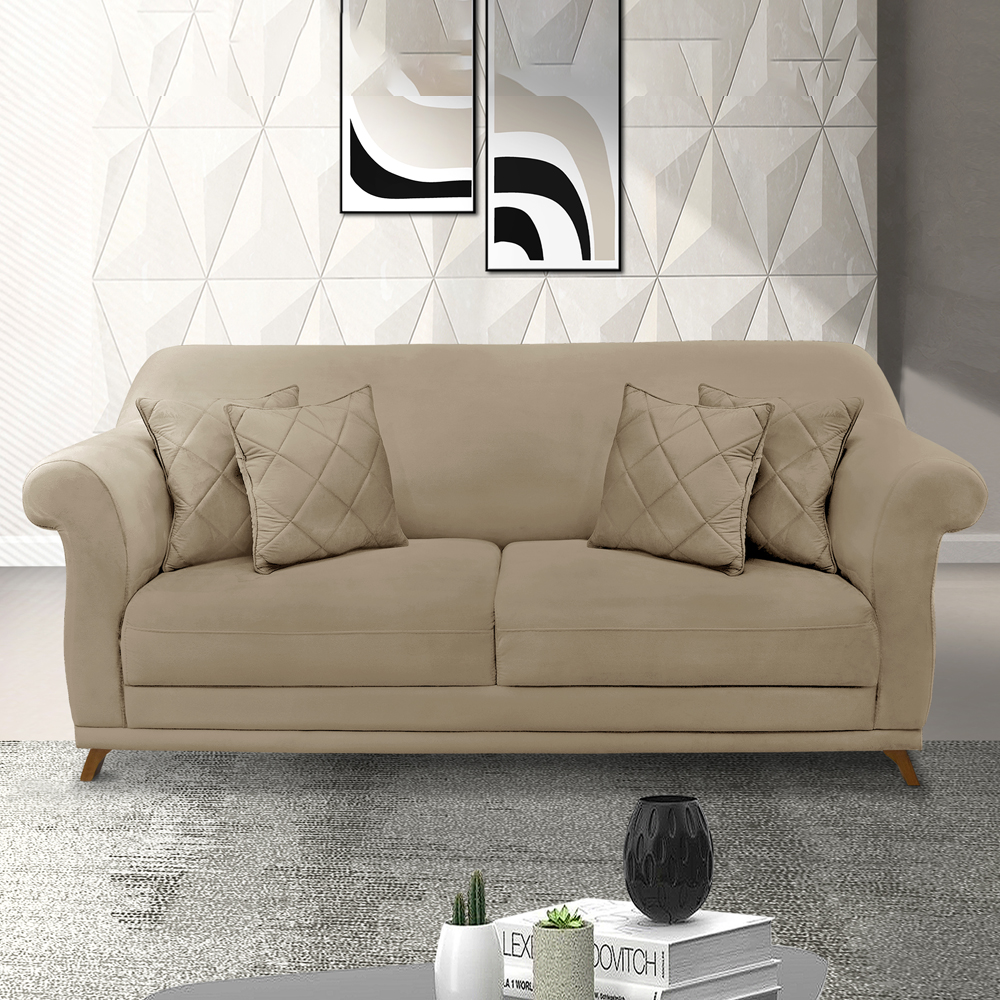 Sofa 2 Lugares Retro Polo 180cm Com Almofada Suede 1101 Ezz