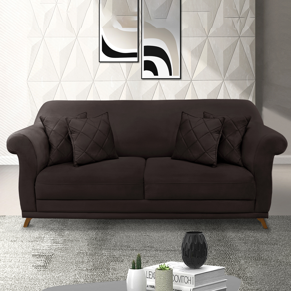 Sofa 2 Lugares Retro Polo 180cm Com Almofada Suede 1102 Ezz