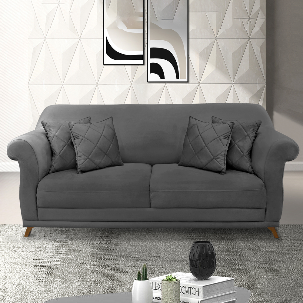Sofa 2 Lugares Retro Polo 180cm Com Almofada Suede 1104 Ezz