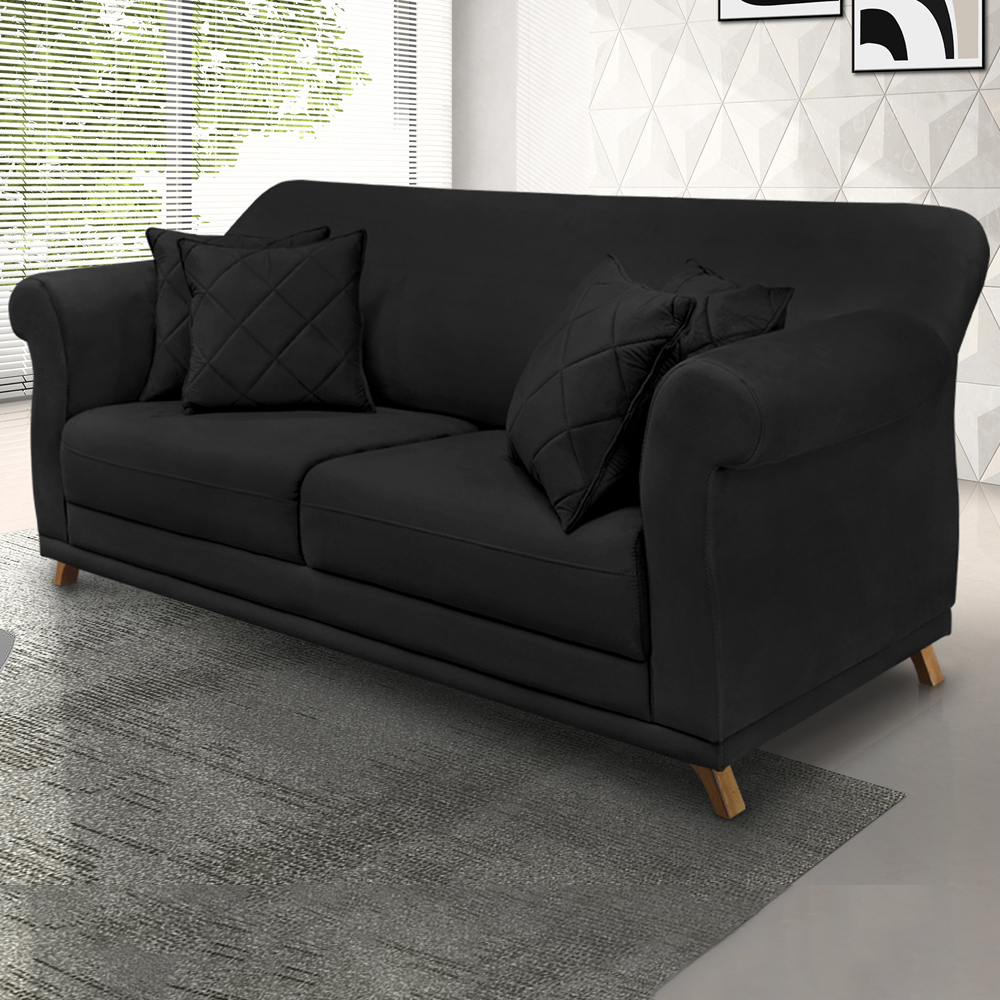 Sofa 2 Lugares Retro Polo 180cm Com Almofada Suede 1105 Ezz