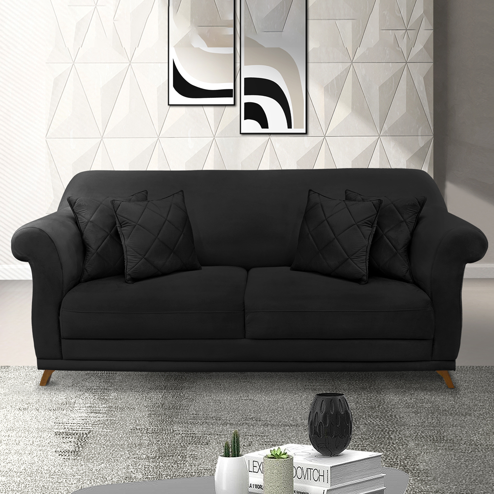 Sofa 2 Lugares Retro Polo 180cm Com Almofada Suede 1105 Ezz
