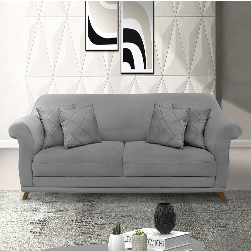 Sofa 2 Lugares Retro Polo 180cm Com Almofada Veludo 2938 Ezz