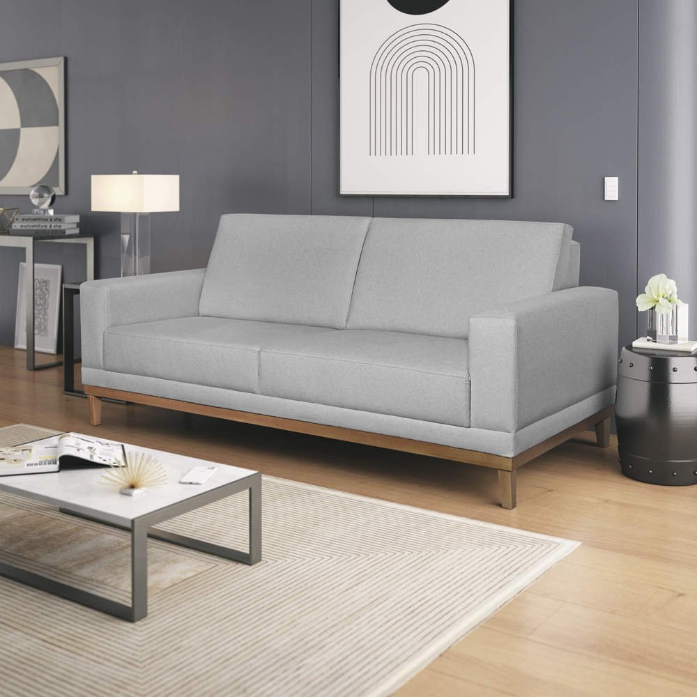 Sofa 3 Lugares 180 cm Crons Linho Cinza Vazzano