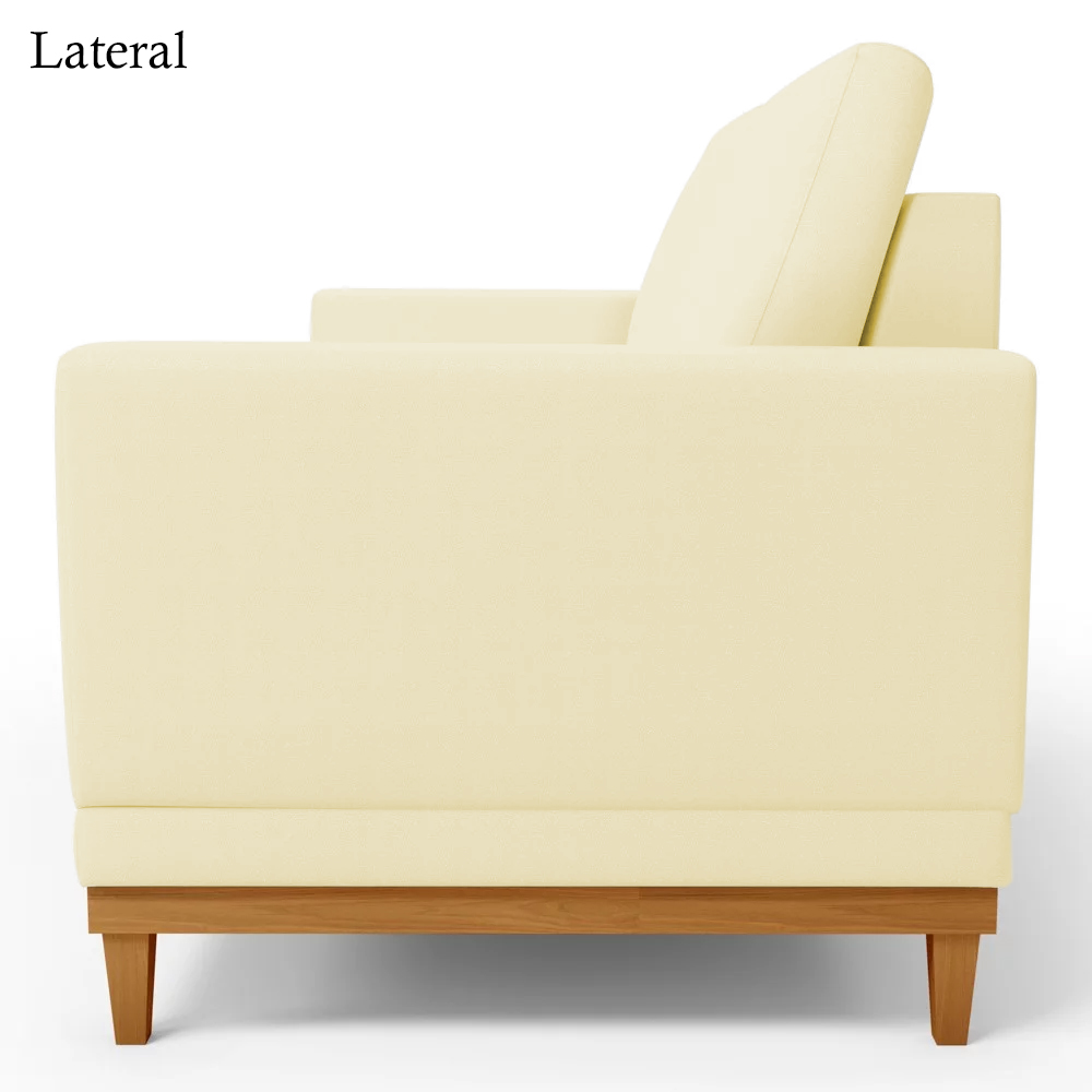 Sofa 3 Lugares 180 cm Crons Suede Bege Vazzano