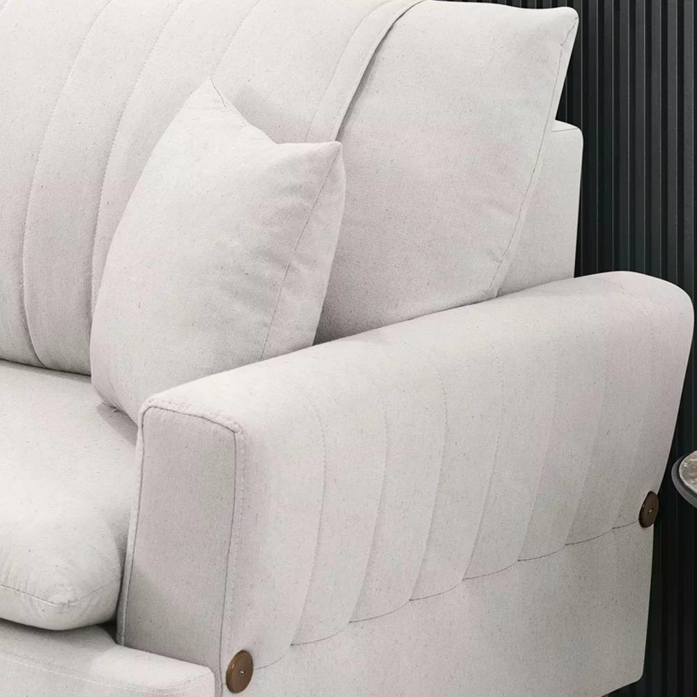 Sofa 3 Lugares 180 cm Eron Linho Bege Vazzano