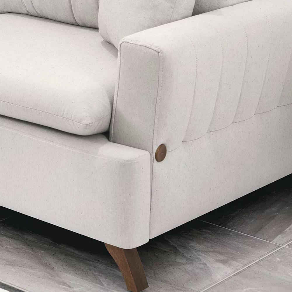Sofa 3 Lugares 180 cm Eron Linho Bege Vazzano