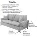 Sofa 3 Lugares 180 cm Eron Linho Cinza Vazzano