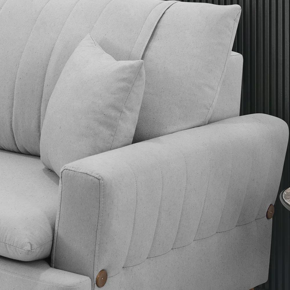 Sofa 3 Lugares 180 cm Eron Linho Cinza Vazzano