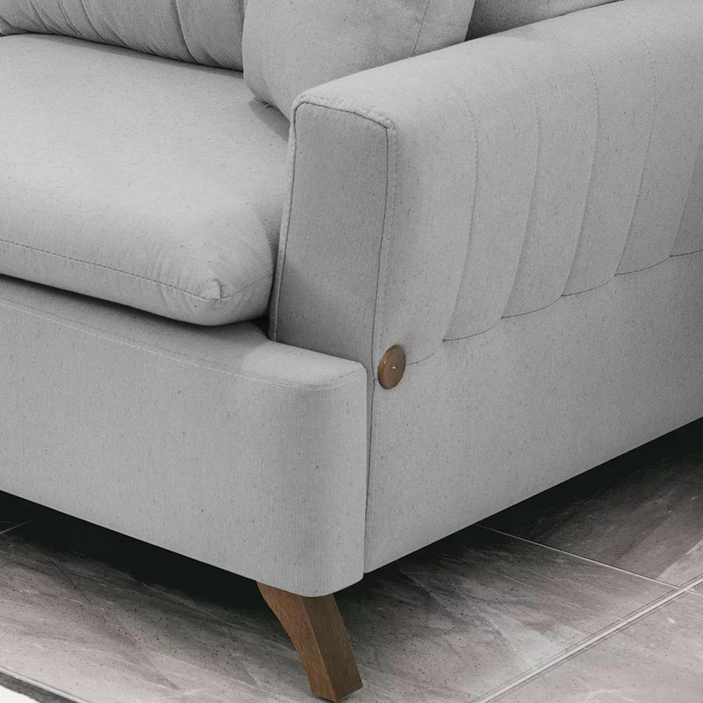Sofa 3 Lugares 180 cm Eron Linho Cinza Vazzano