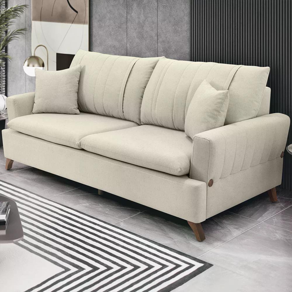 Sofa 3 Lugares 180 cm Eron Linho Cru Vazzano