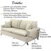 Sofa 3 Lugares 180 cm Eron Linho Cru Vazzano