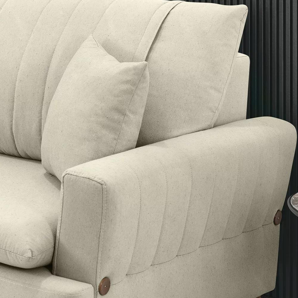 Sofa 3 Lugares 180 cm Eron Linho Cru Vazzano