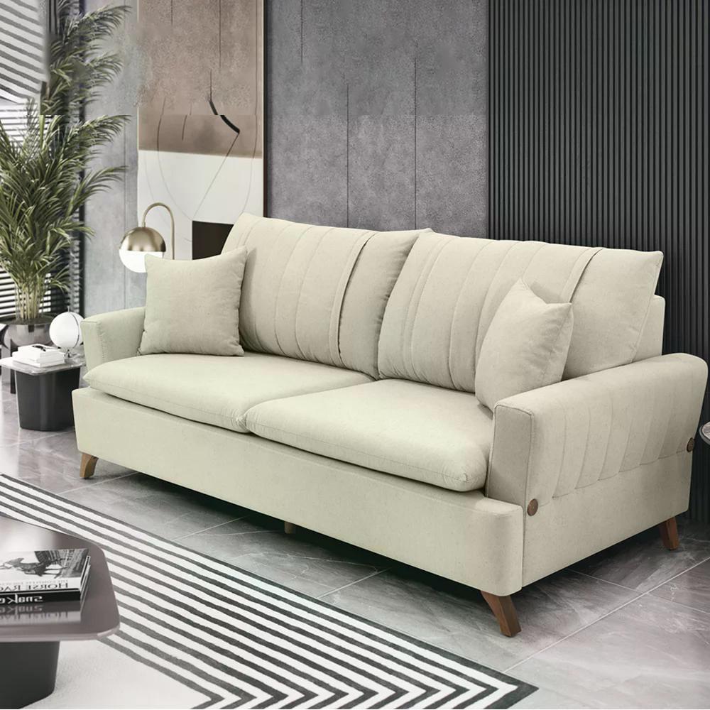 Sofa 3 Lugares 180 cm Eron Linho Cru Vazzano
