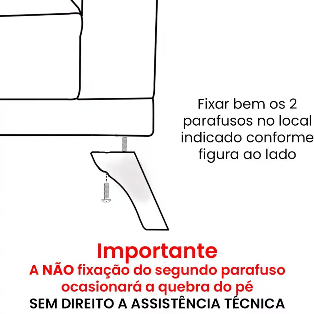 Sofa 3 Lugares 180 cm Eron Linho Grafite Vazzano