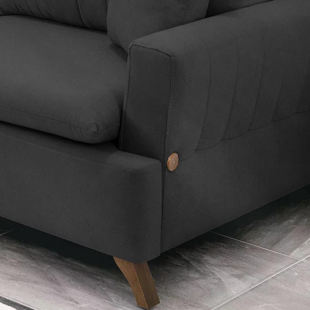 Sofa 3 Lugares 180 cm Eron Linho Grafite Vazzano