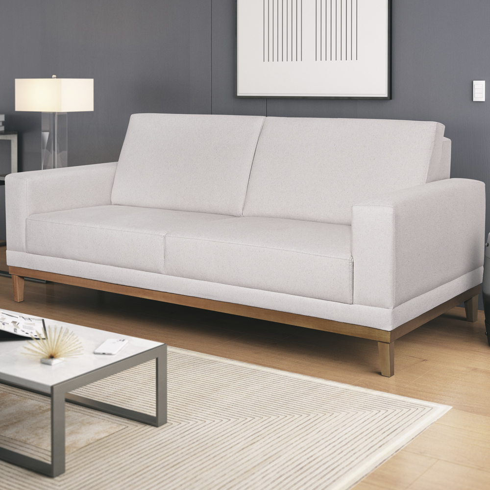 Sofa 3 Lugares 200 cm Crons Linho Bege Vazzano