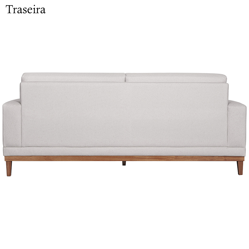 Sofa 3 Lugares 200 cm Crons Linho Bege Vazzano