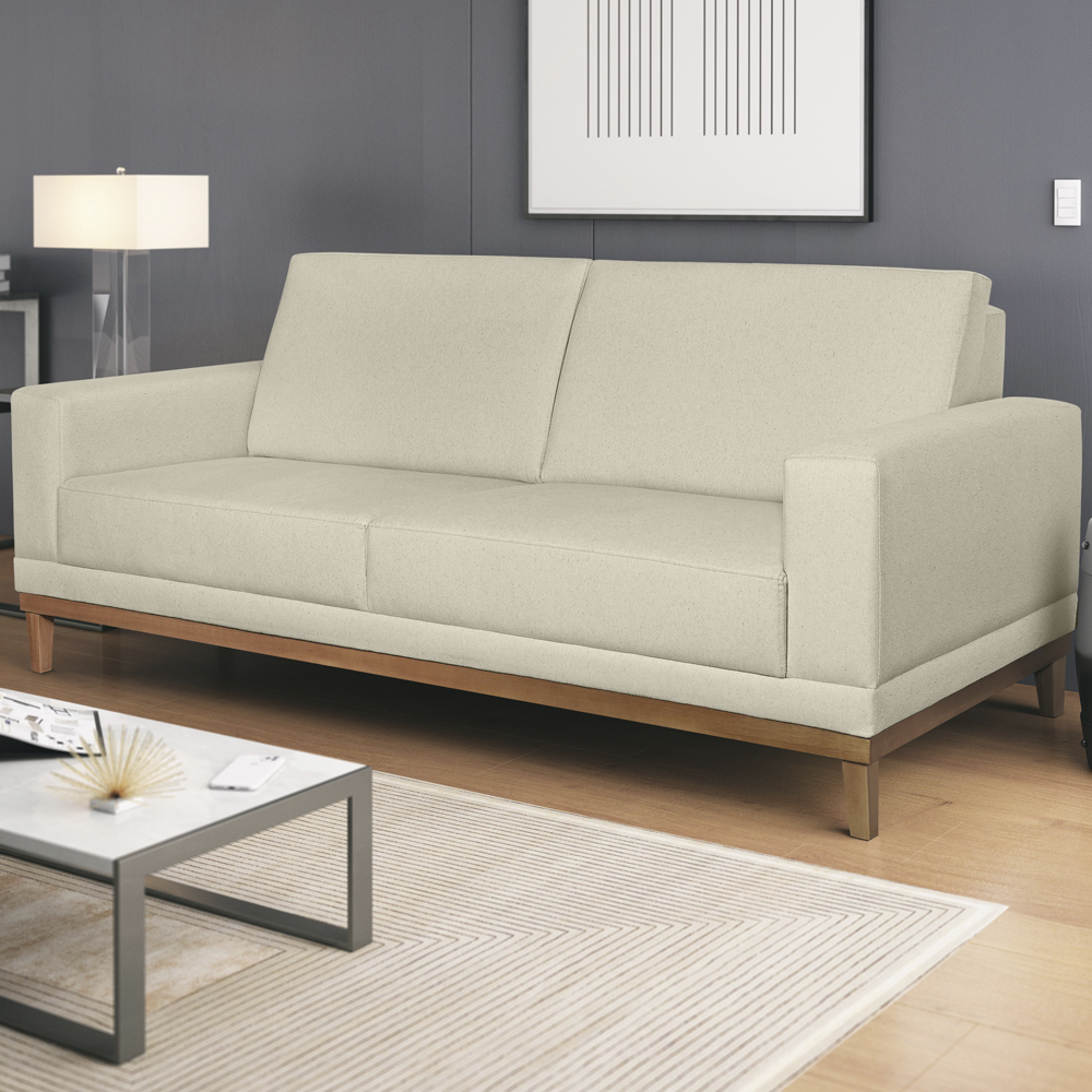 Sofa 3 Lugares 200 cm Crons Linho Cru Vazzano