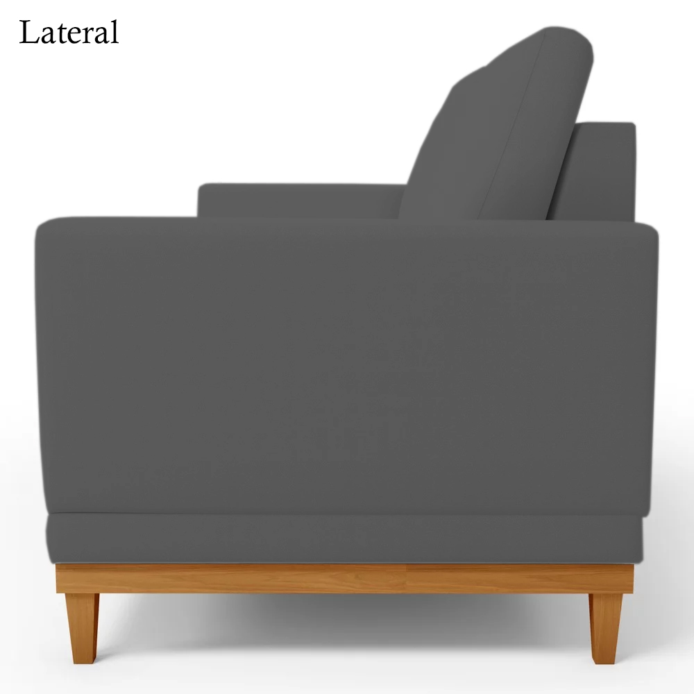 Sofa 3 Lugares 200 cm Crons Suede Cinza Vazzano
