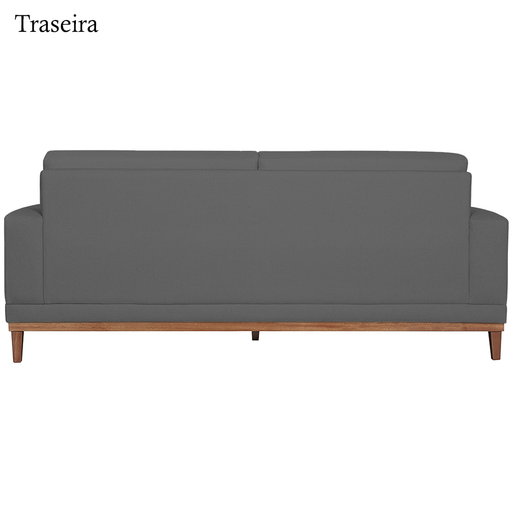 Sofa 3 Lugares 200 cm Crons Suede Cinza Vazzano