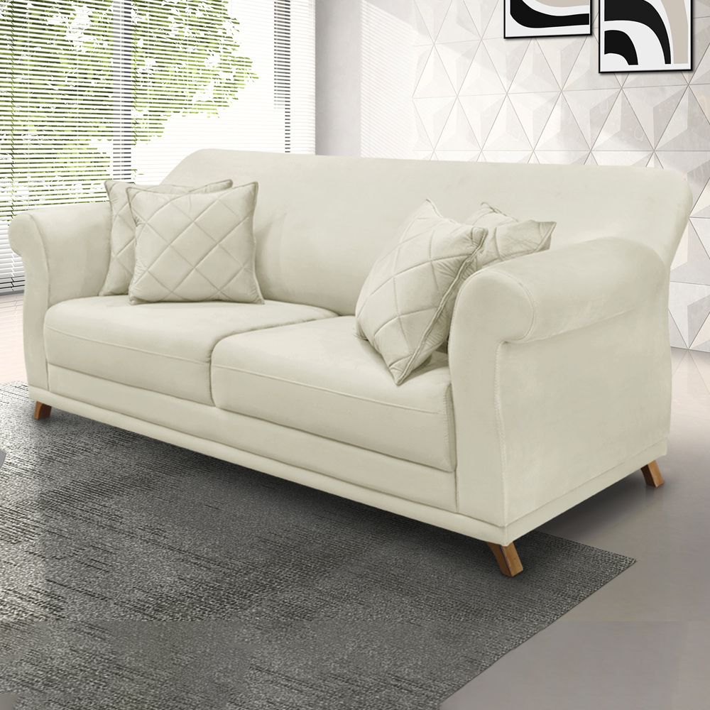 Sofa 3 Lugares Retro Polo 200cm Com Almofada Veludo 2221 Ezz