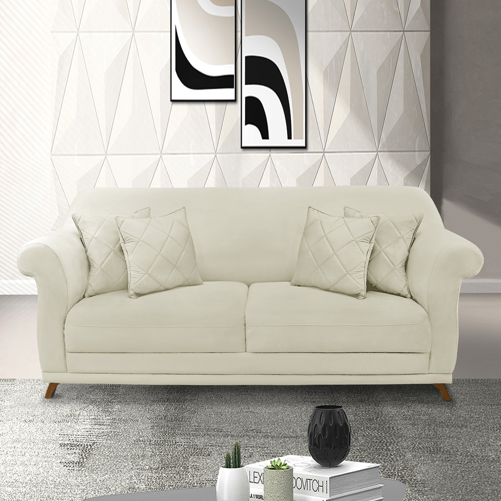 Sofa 3 Lugares Retro Polo 200cm Com Almofada Veludo 2221 Ezz