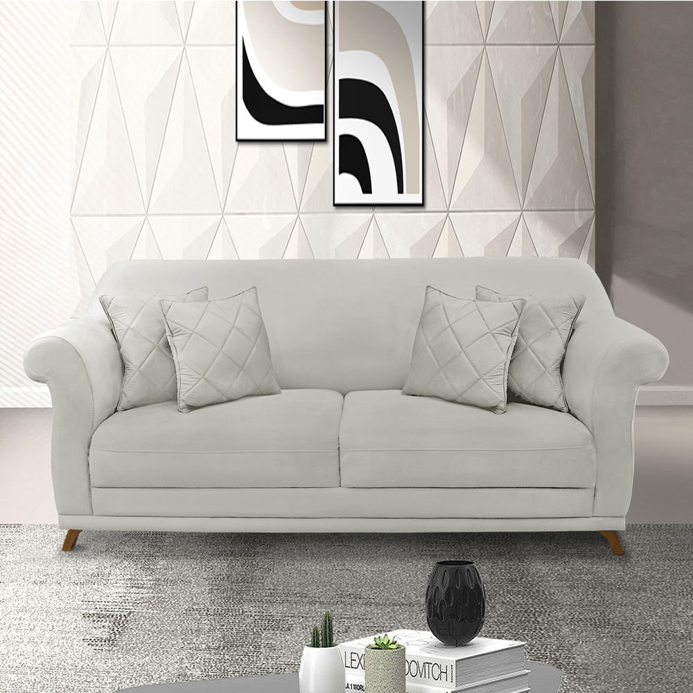 Sofa 3 Lugares Retro Polo 200cm Com Almofada Veludo 2223 Ezz