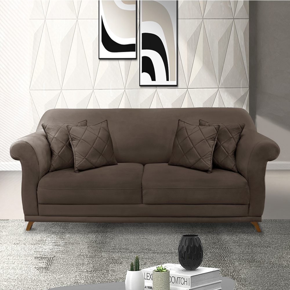 Sofa 3 Lugares Retro Polo 200cm Com Almofada Veludo 2231 Ezz