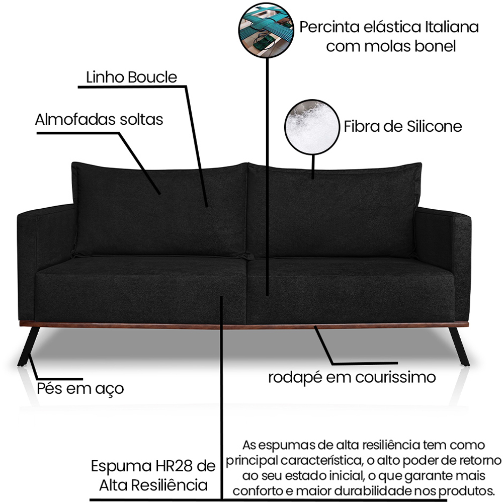 Sofa Aya 2 Lugares Para Sala De Estar 160cm Boucle 3304  Ezz