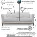 Sofa Balli 3 Lugares 210cm Pes Madeira Linho 223 Grigio Ezz