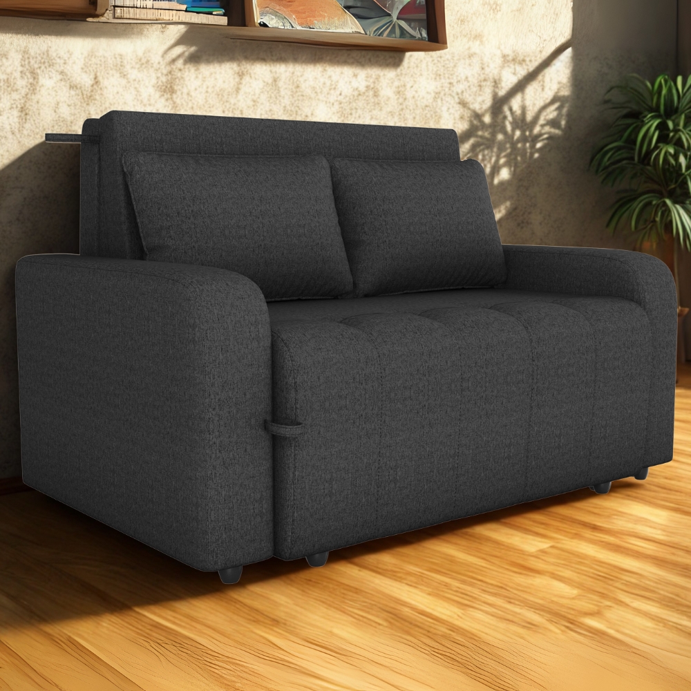 Sofa Cama 2 Lugares 138 cm Amora Linho Vancouver Chumbo Milani Store