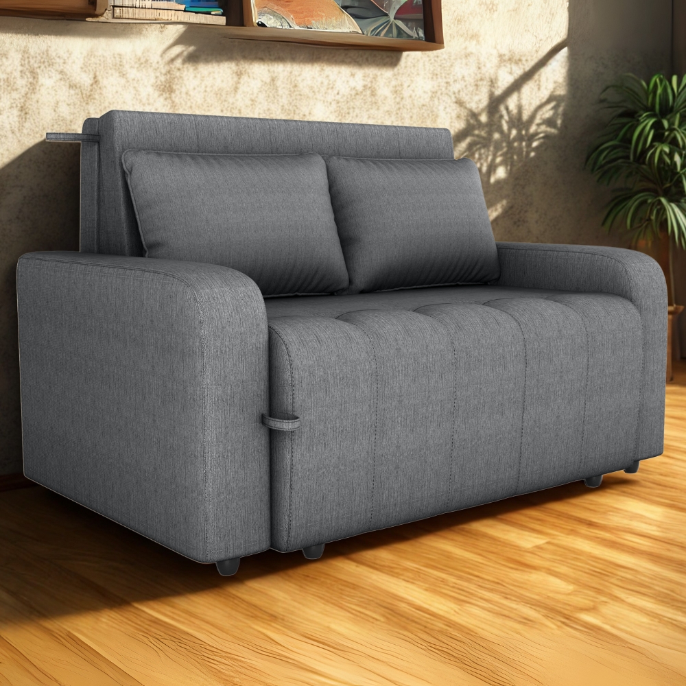 Sofa Cama 2 Lugares 138 cm Amora Linho Vancouver Cinza Milani Store