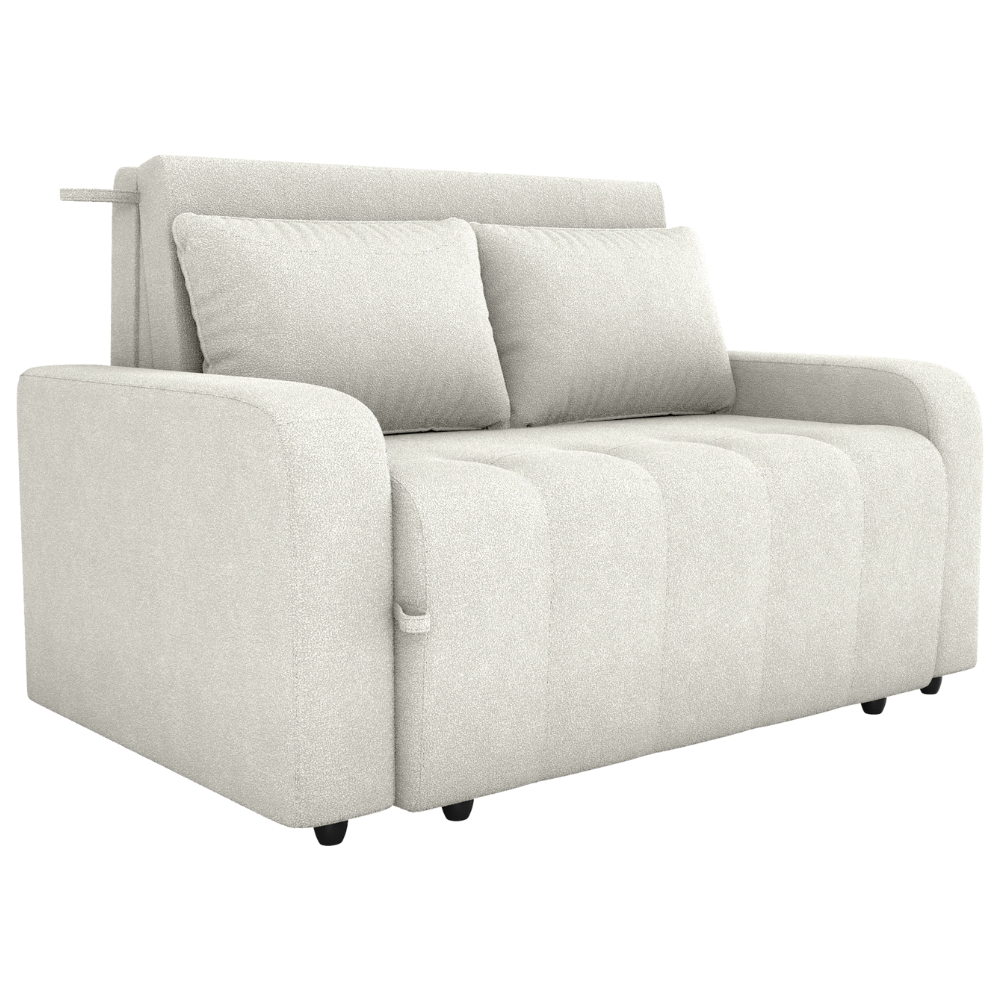 Sofa Cama 2 Lugares 138 cm Amora Tecido Boucle F492 Natural Milani Store