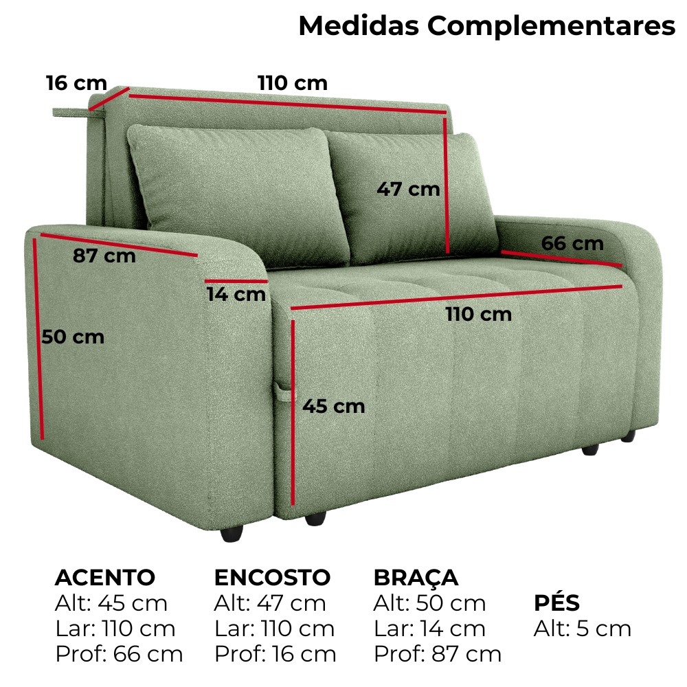 Sofa Cama 2 Lugares 138 cm Amora Tecido Boucle F494 Oliva Milani Store