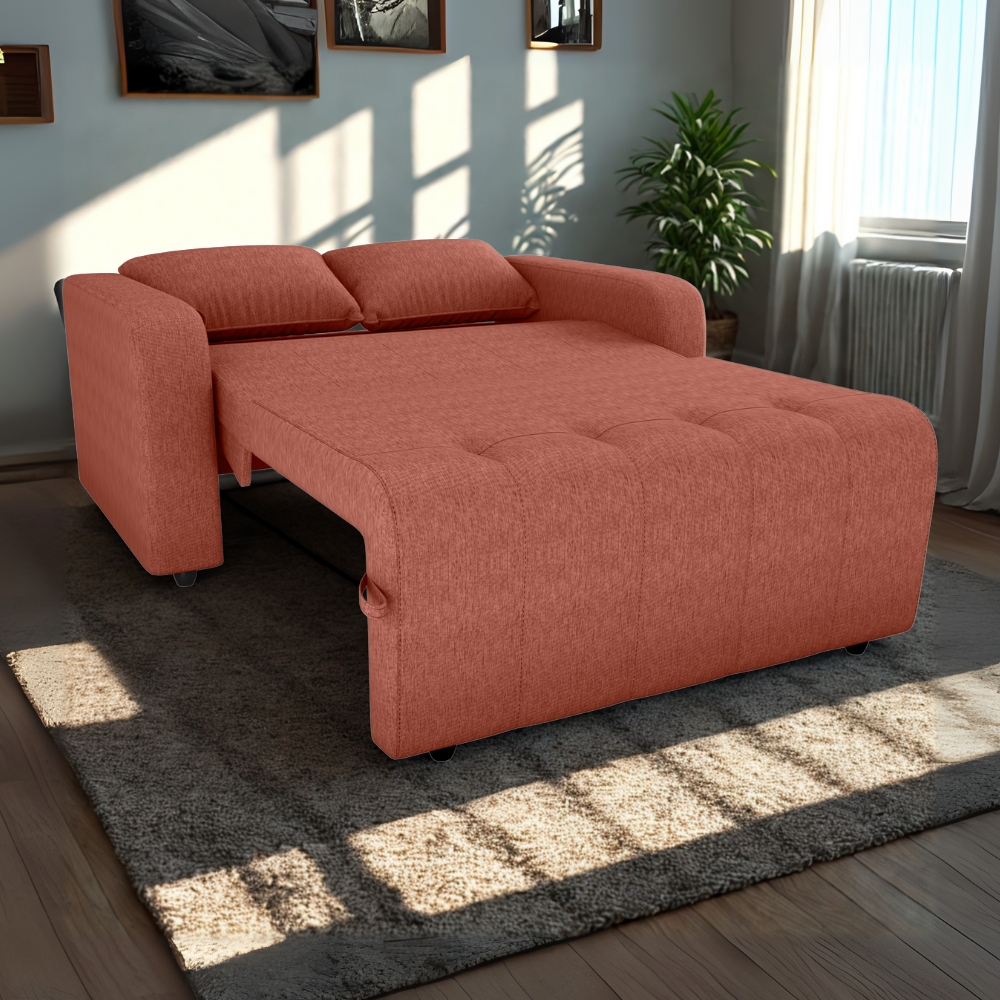 Sofa Cama 2 Lugares 138 cm Amora Tecido Pompeia G500 Terracota Milani Store