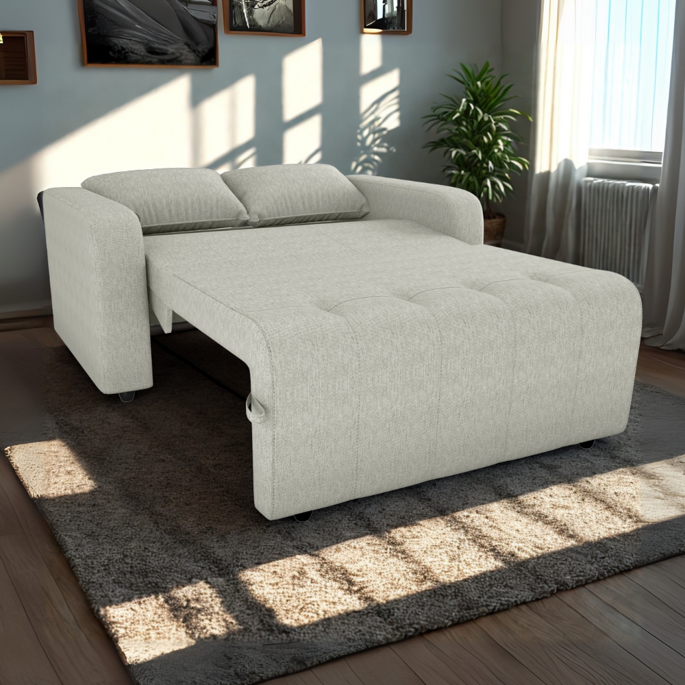 Sofa Cama 2 Lugares 138 cm Amora Tecido Pompeia G504 Bege Milani Store