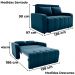 Sofa Cama 2 Lugares 138 cm Amora Veludo Maserati Azul Milani Store