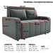 Sofa Cama 2 Lugares 138 cm Amora Veludo Maserati Chumbo Milani Store