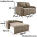 Sofa Cama 2 Lugares 138 cm Amora Veludo Maserati Marrom Claro Milani Store