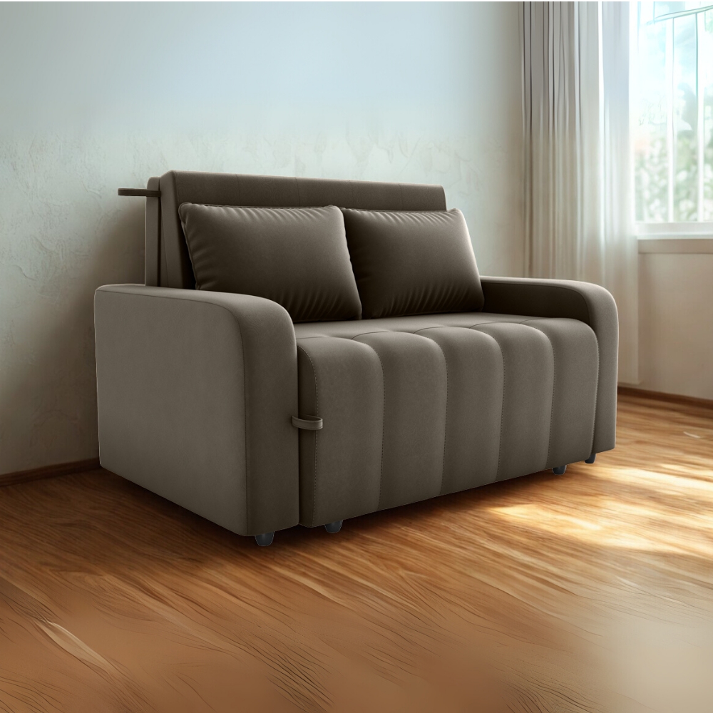 Sofa Cama 2 Lugares 138 cm Amora Veludo Maserati Marrom Milani Store