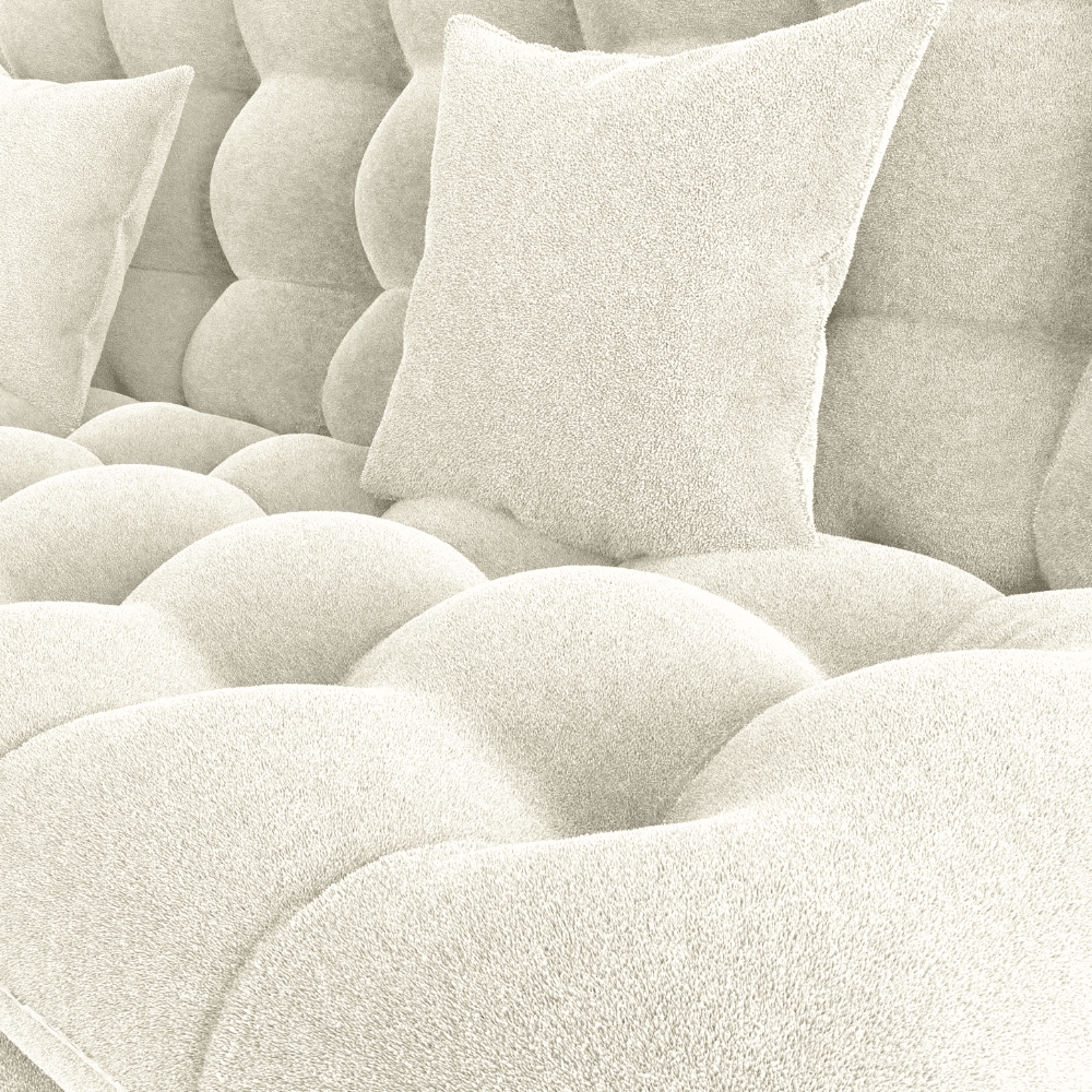 Sofa Cama 2 Lugares 185 cm Duda Tecido Boucle F492 Natural Milani Store