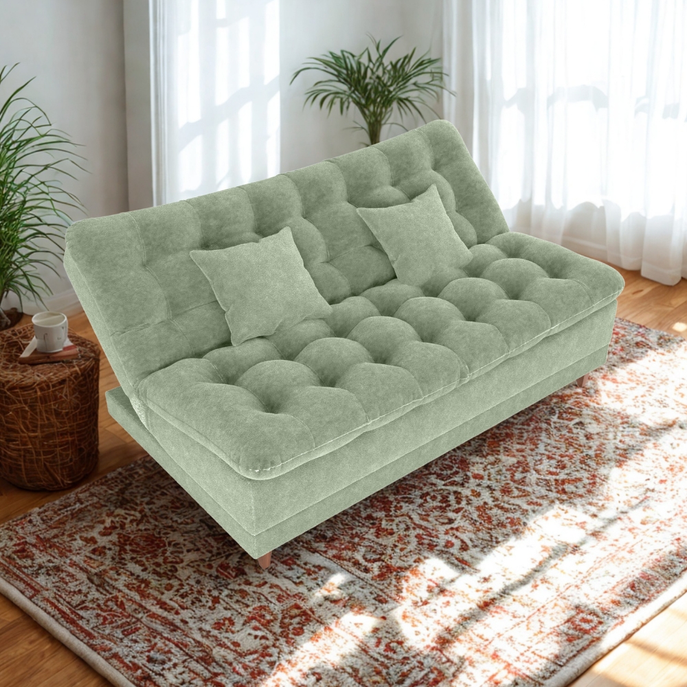 Sofa Cama 2 Lugares 185 cm Duda Tecido Boucle F494 Oliva Milani Store