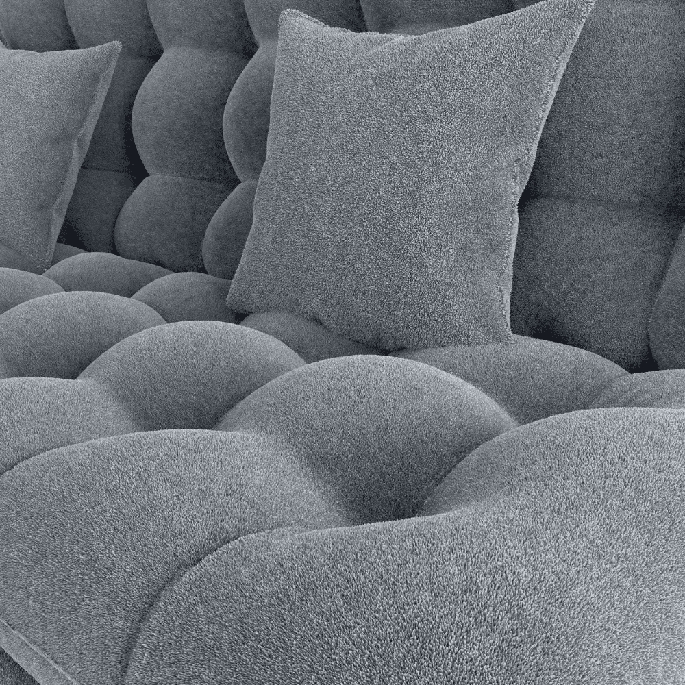 Sofa Cama 2 Lugares 185 cm Duda Tecido Boucle F497 Cinza Milani Store