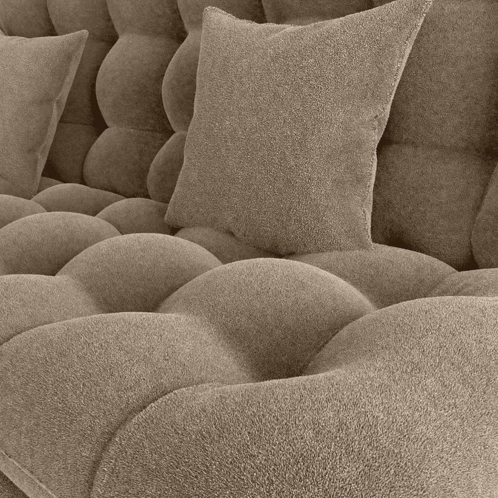 Sofa Cama 2 Lugares 185 cm Duda Tecido Boucle F498 Marrom Milani Store