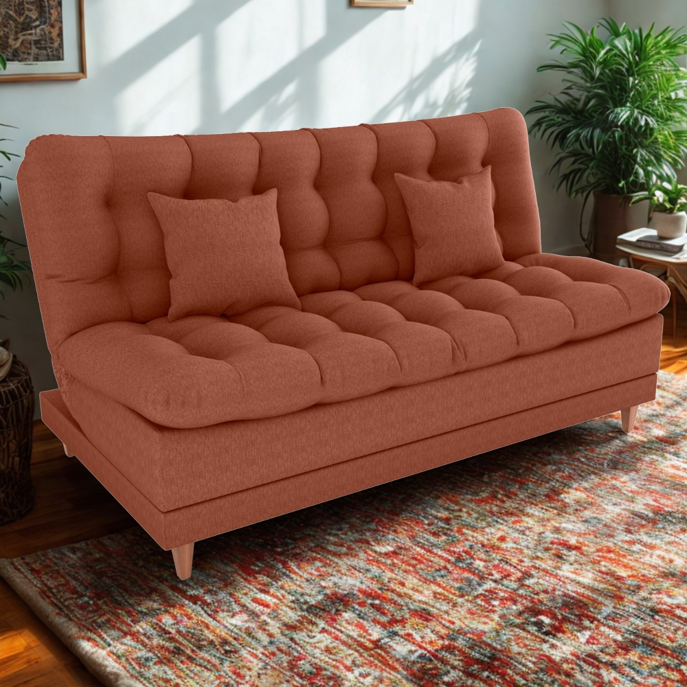 Sofa Cama 2 Lugares 185 cm Duda Tecido Pompeia G500 Terracota Milani Store
