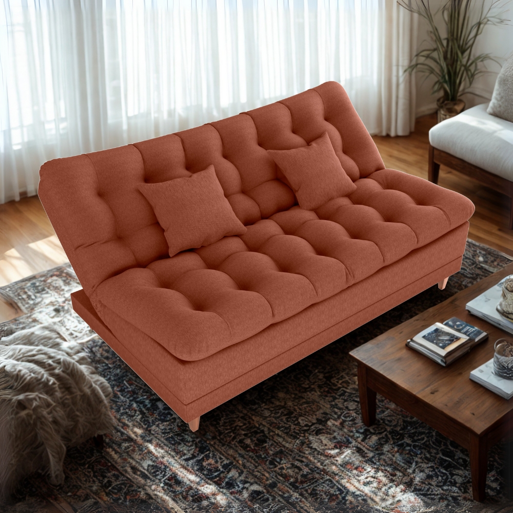 Sofa Cama 2 Lugares 185 cm Duda Tecido Pompeia G500 Terracota Milani Store