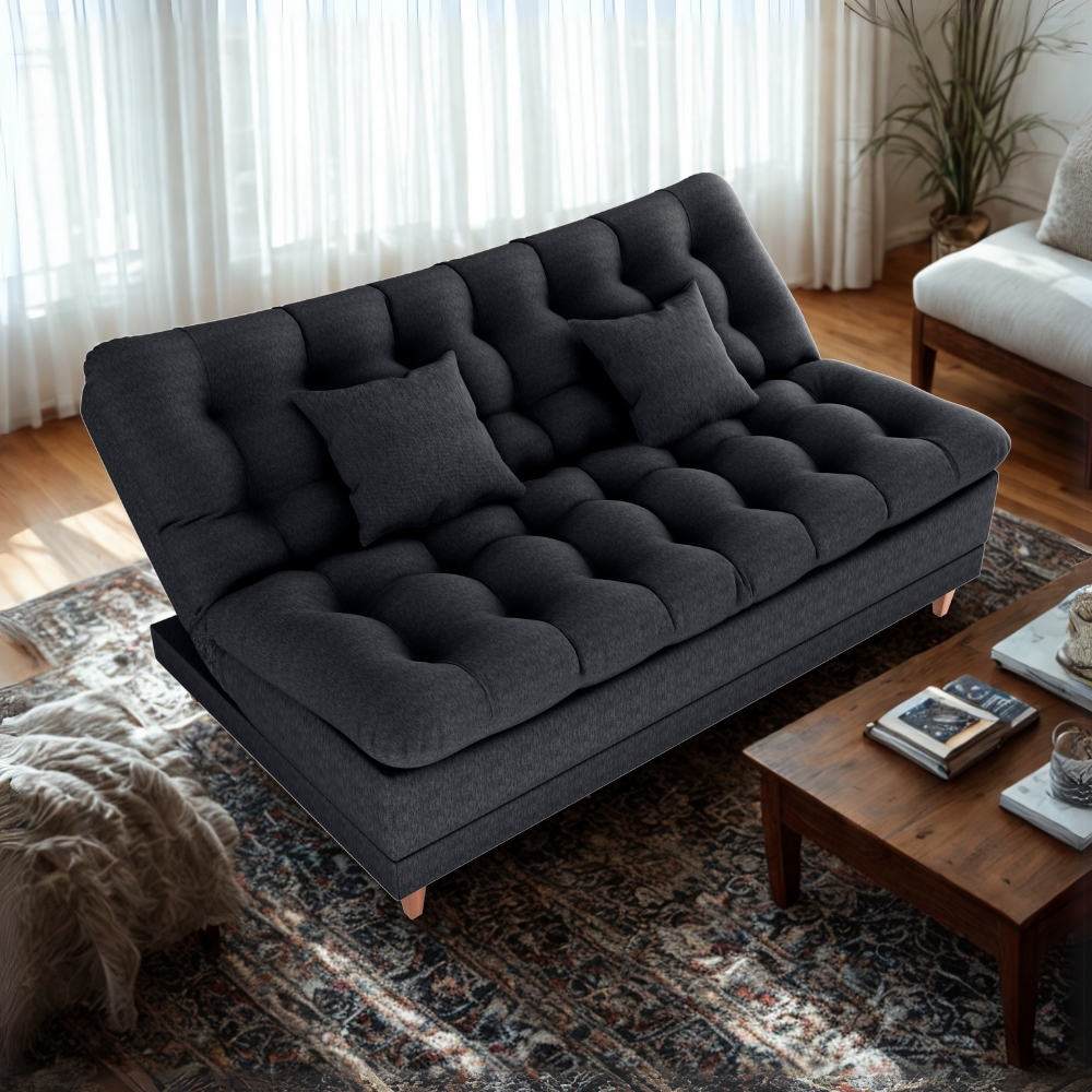 Sofa Cama 2 Lugares 185 cm Duda Tecido Pompeia G501 Chumbo Milani Store
