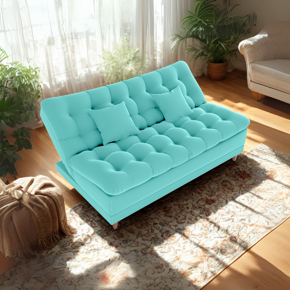 Sofa Cama 2 Lugares 185 cm Duda Veludo Deluxe Sofistc Verde Milani Store