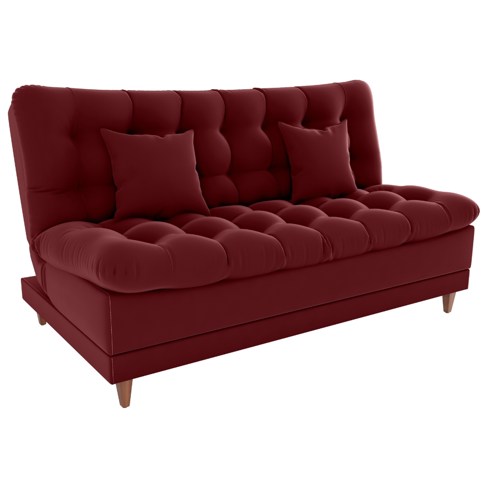 Sofa Cama 2 Lugares 185 cm Duda Veludo E432 Vermelho Milani Store
