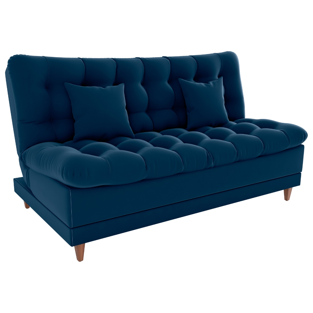 Sofa Cama 2 Lugares 185 cm Duda Veludo E433 Azul Milani Store